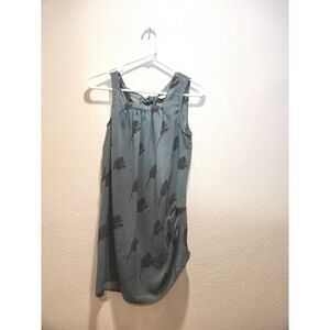 CAbi Sleeveless Floral Blouse Small Teal Tie Back Bow Lightweight Top